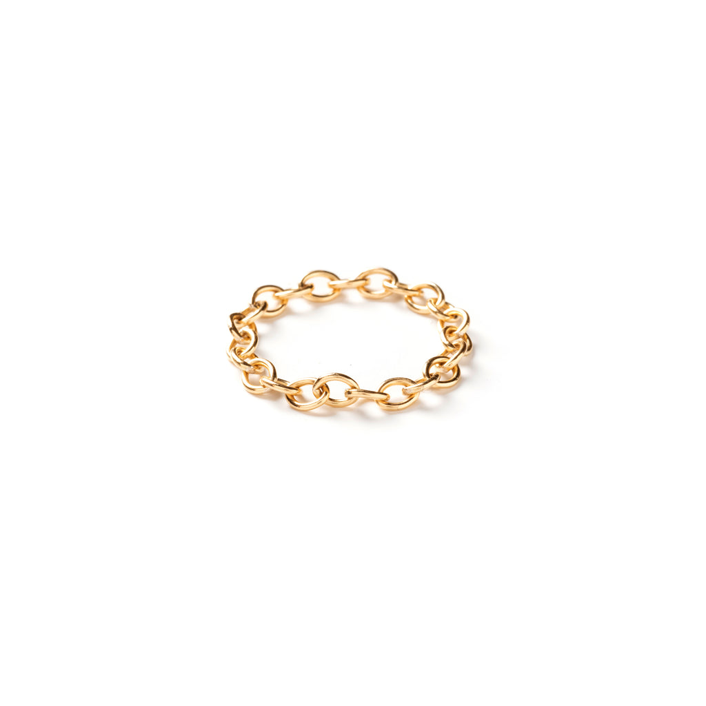 Wanderlust Life amulet chain ring made with gold fill. A minimal and versatile design to easily add to your ring stack. Designed and made in Devon by our jewellery makers.