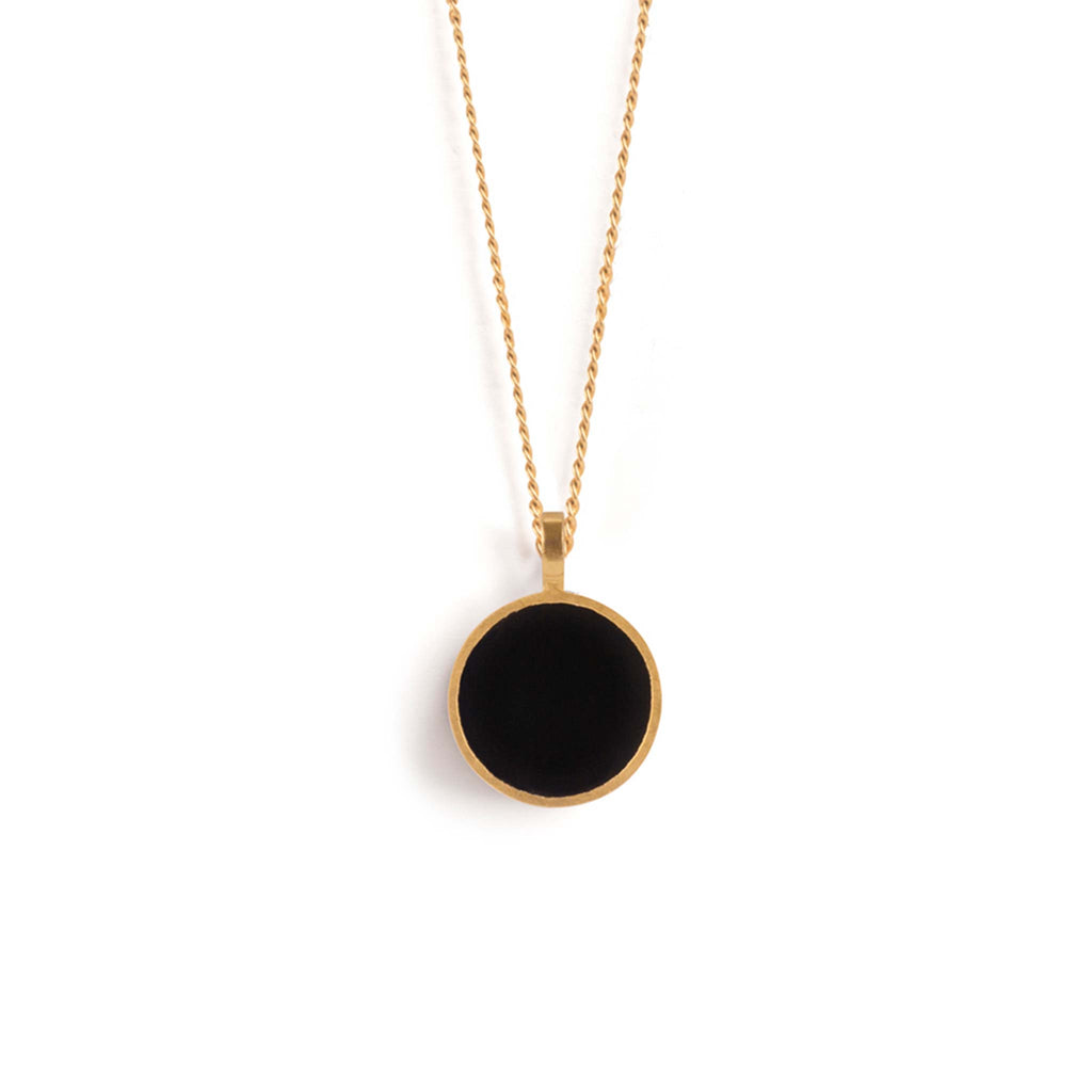 Engravable Black Onyx Porthole Necklace
