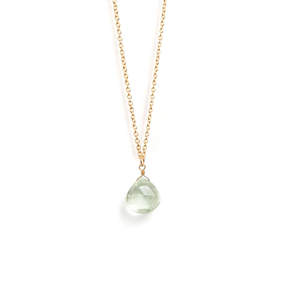 The February Birthstone Pendant Necklace features a faceted mint amethyst gemstone, floating on a minimal 14k gold fill chain. Shop Wanderlust Life birthstone jewellery, designed in Devon.