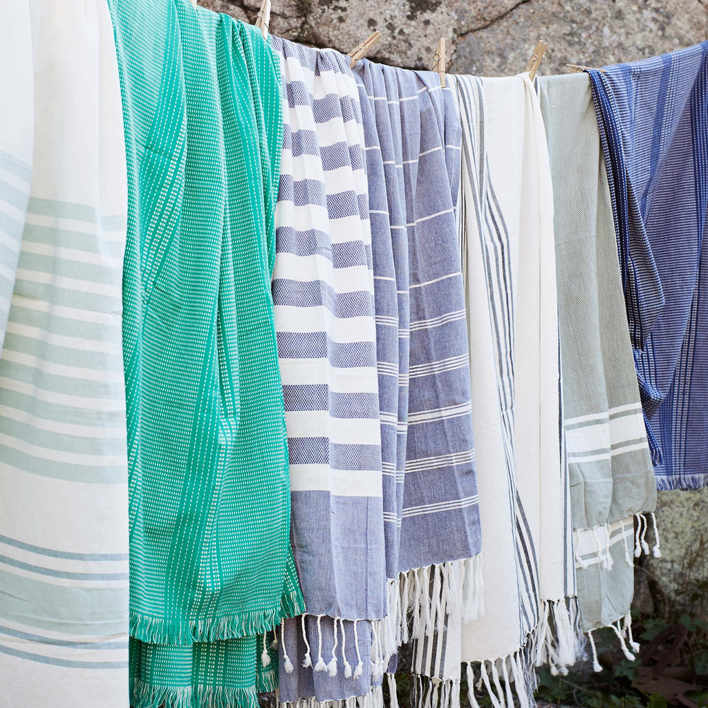 Madam Stoltz Blue Striped Hammam Towel