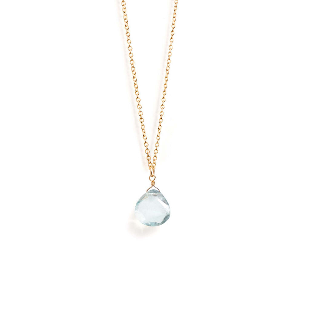 A blue aquamarine gemstone in our signature faceted shape floats on a fine gold chain. This birthstone necklace is a meaningful gift for March birthdays. 