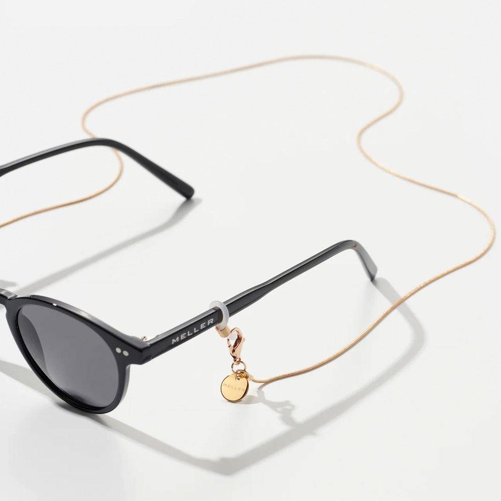 Meller Sade Sunglass Chain. Minimal slinky gold chain suitable for all sunglasses. Proudly stocked at Wanderlust Life online and in our Devon, UK shop & studio..