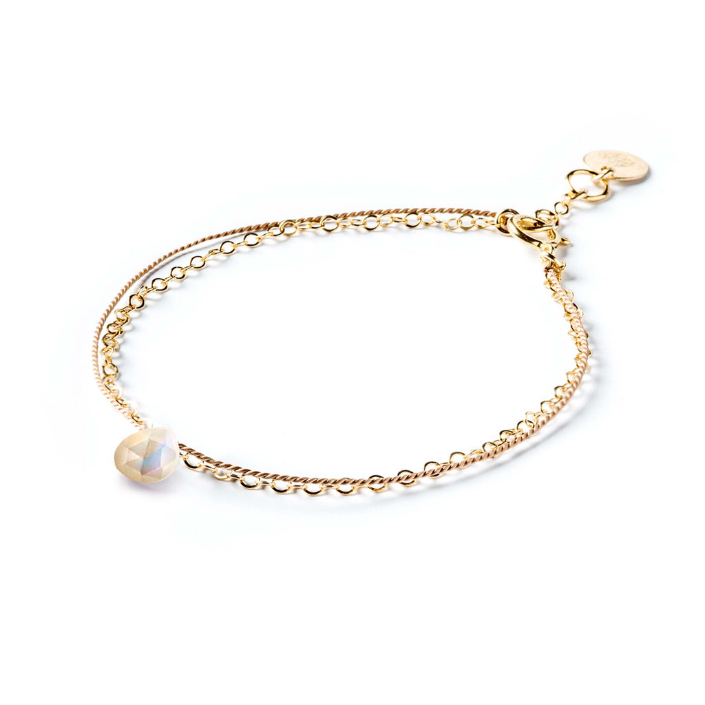 Mother of Pearl Gold and Silk Bracelet