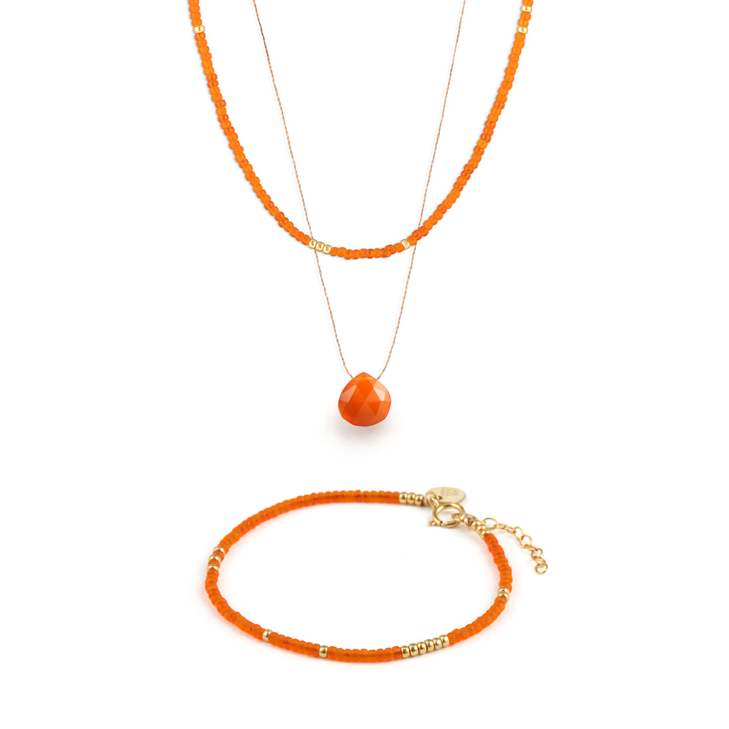 Tangiers Orange Beaded Necklace