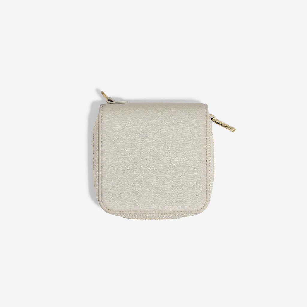 The slim and lightweight Stackers Oatmeal Compact Travel Jewellery Case.
