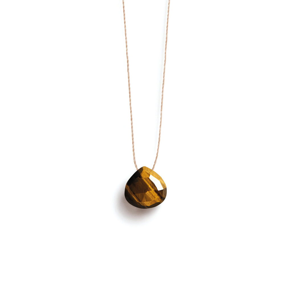 Wanderlust Life Ethically Handmade jewellery made in the UK. Minimalist gold and fine cord jewellery. tiger's eye fine cord necklace