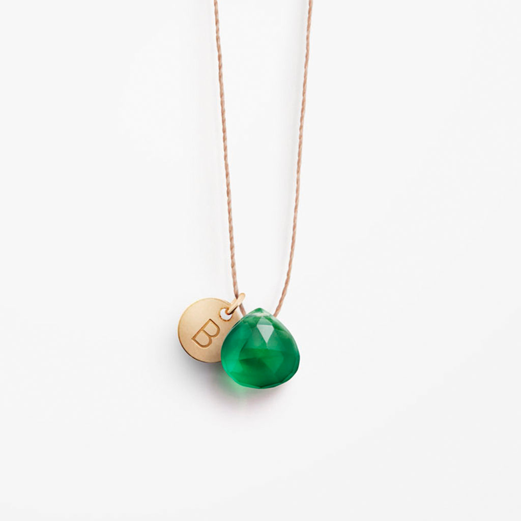 Wanderlust Life Green Onyx Gemstone fine cord necklace, available in 17" and 18". Handmade gemstone jewellery in the UK.