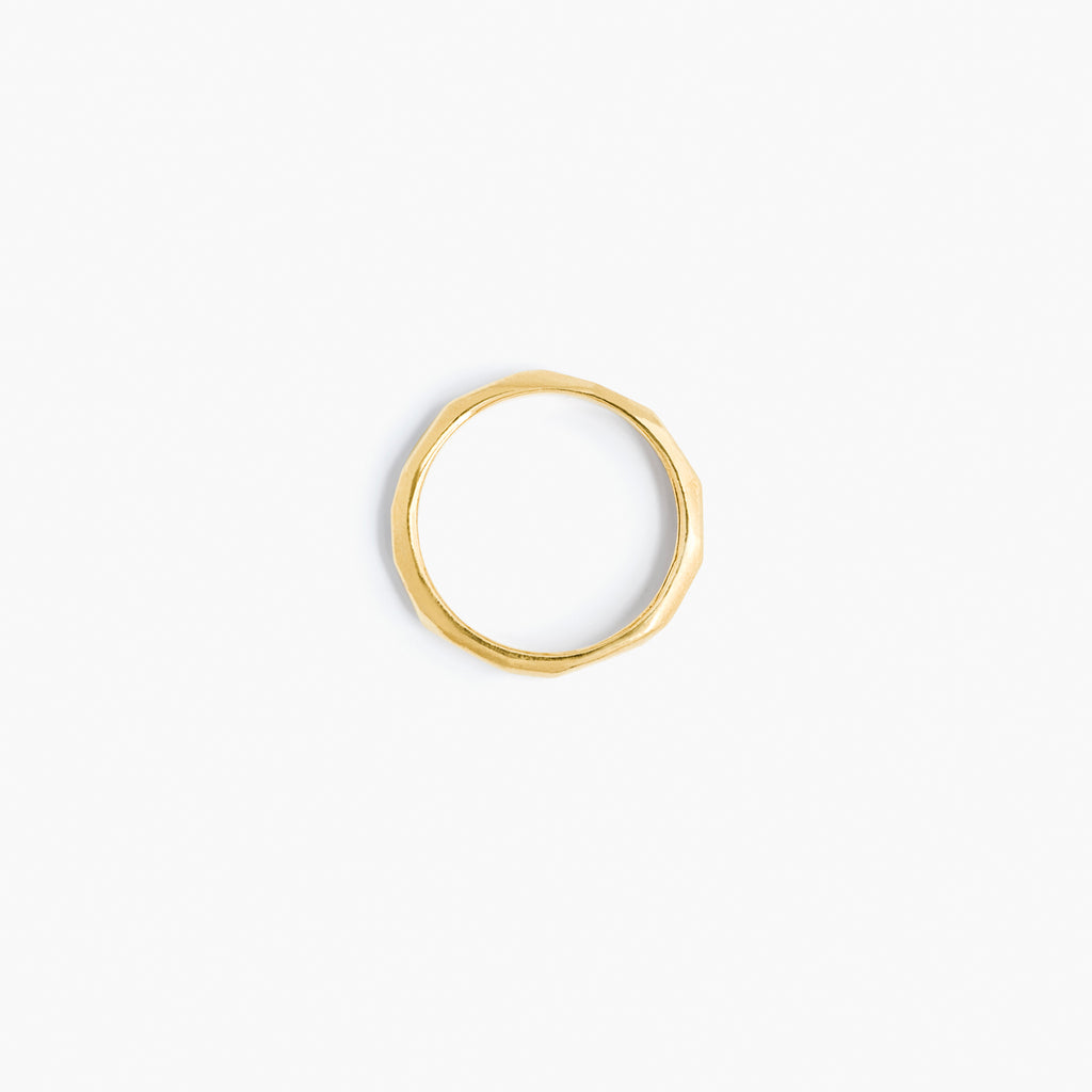 Wanderlust Life Nomad Faceted Ring. Facets give this 14k gold vermeil ring its tangible texture. Its organic shape lends to stacking up with your favourite rings. Designed in our Devon studio.