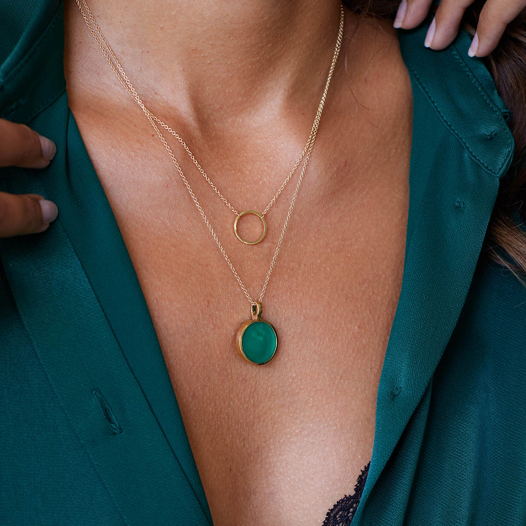 Green Onyx Porthole Necklace