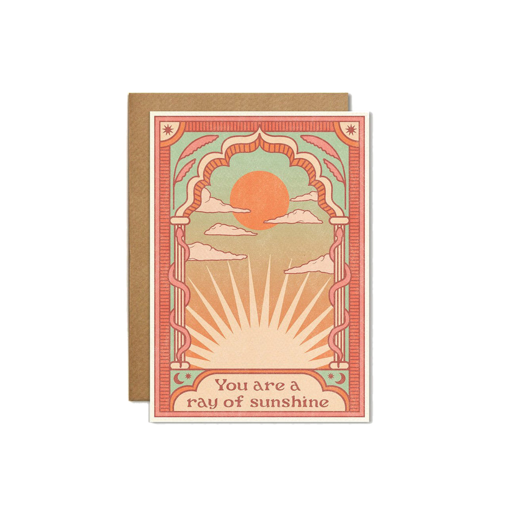 'Ray of Sunshine' greetings card designed by small independent brand 'Cai & Jo', now available at Wanderlust Life.