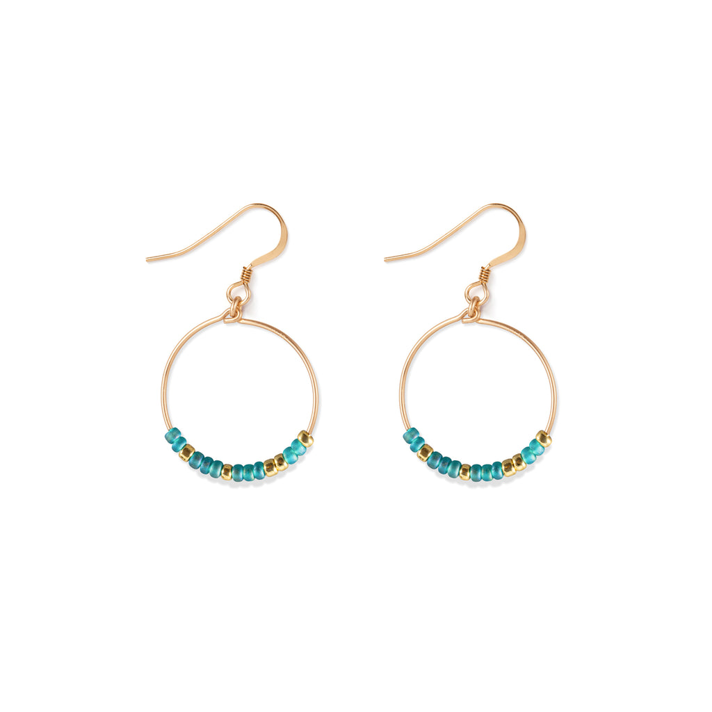 Aqua Tide Beaded Loop Earrings