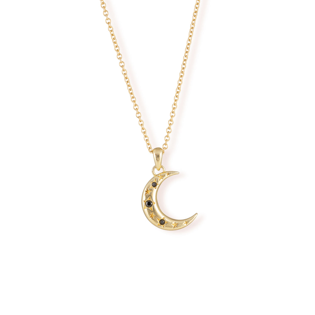 This limited-edition crescent pendant is studded with three black diamond stars set on a shorter chain for a 90s-inspired silhouette.