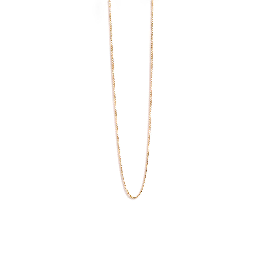 Wanderlust Life Celine Chain Necklace. Minimal gold curb chain necklace. Traditional yet modern style chain. Perfect for layering, wear as a necklace or a statement bracelet. Designed and handcrafted in our Devon studio. Shop affordable, everyday luxury jewellery online at Wanderlust Life.