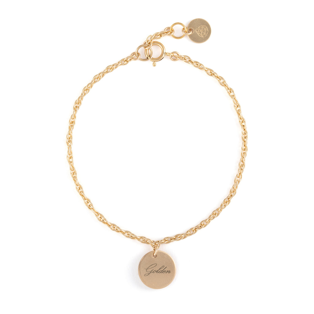 Engravable Insignia Disc Rope Chain Bracelet