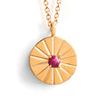 July Ruby Mini Sundial Birthstone Necklace