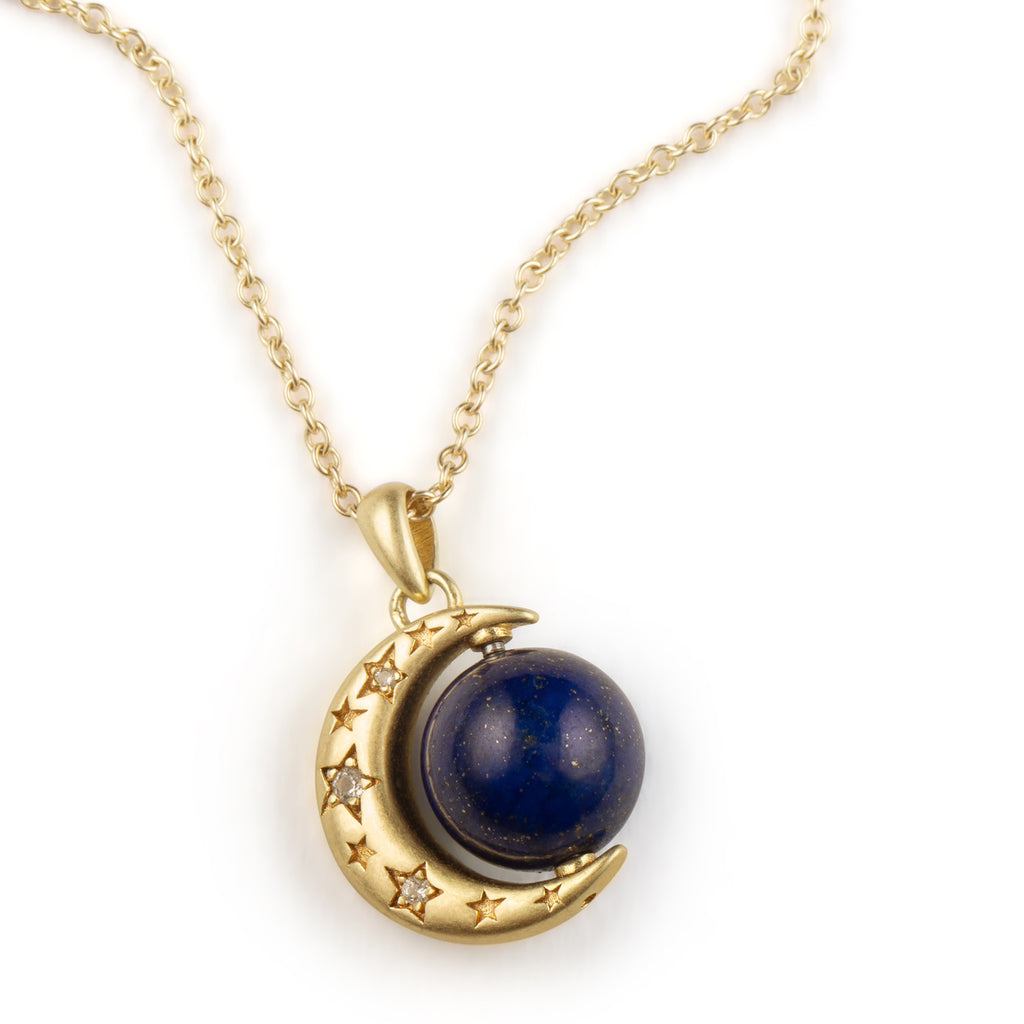 Lapis Lazuli Earth Spinner Pendant Necklace