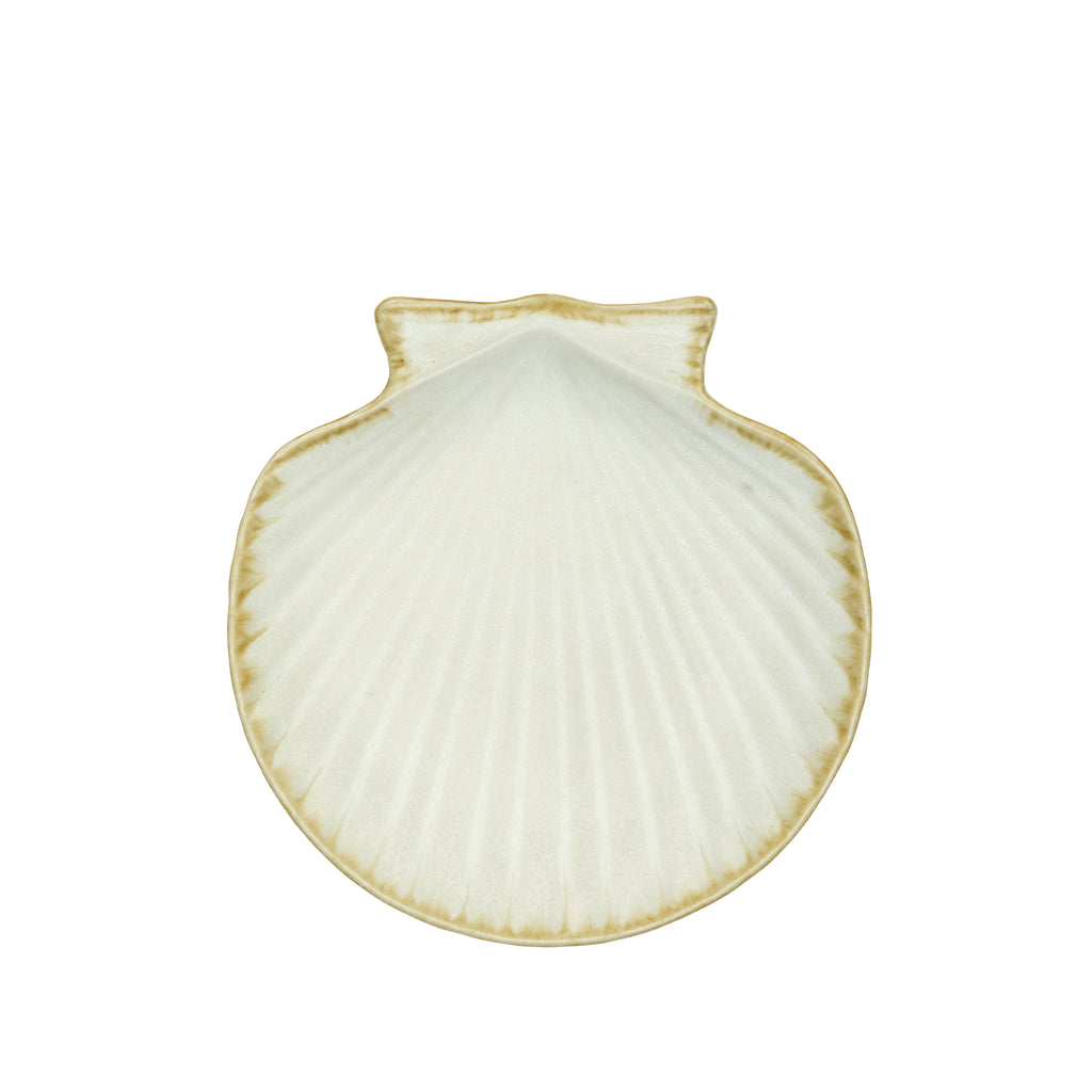 Madam Stoltz Off White Stoneware Sea Shell Tray | Wanderlust Life