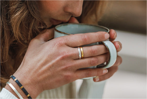 Silver and Gold Nomad Faceted Ring