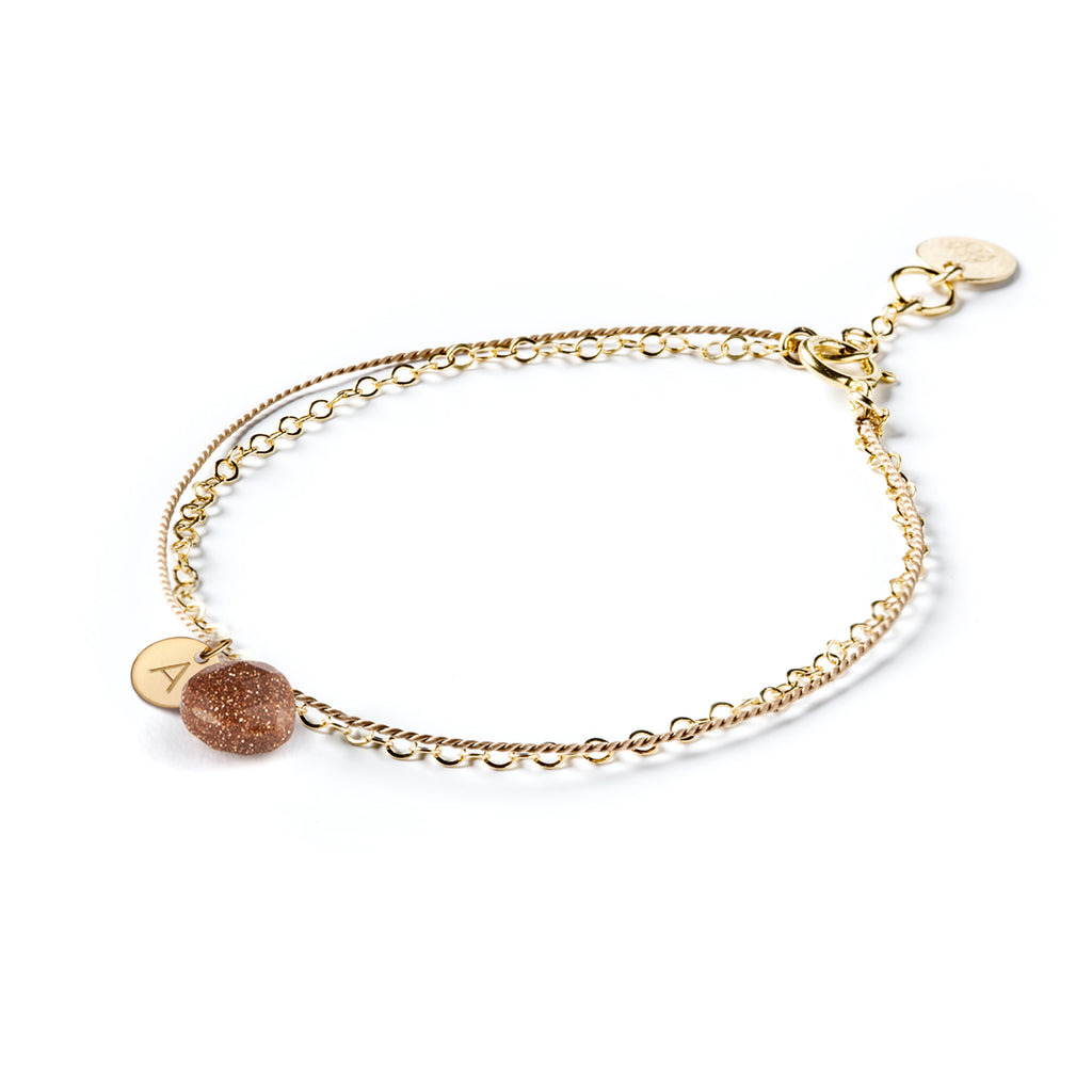 Goldstone Gold and Silk Bracelet