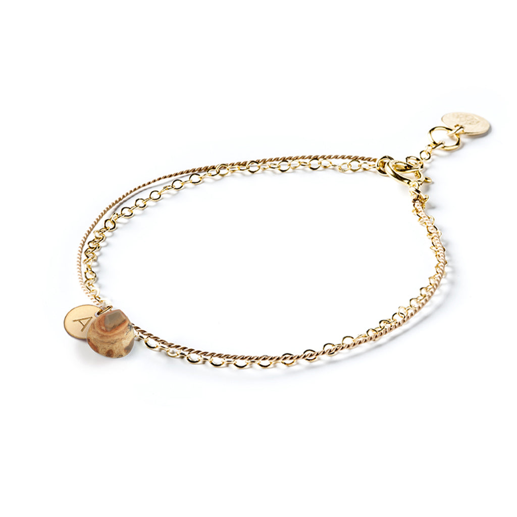 Leopard Jasper Gold and Silk Bracelet