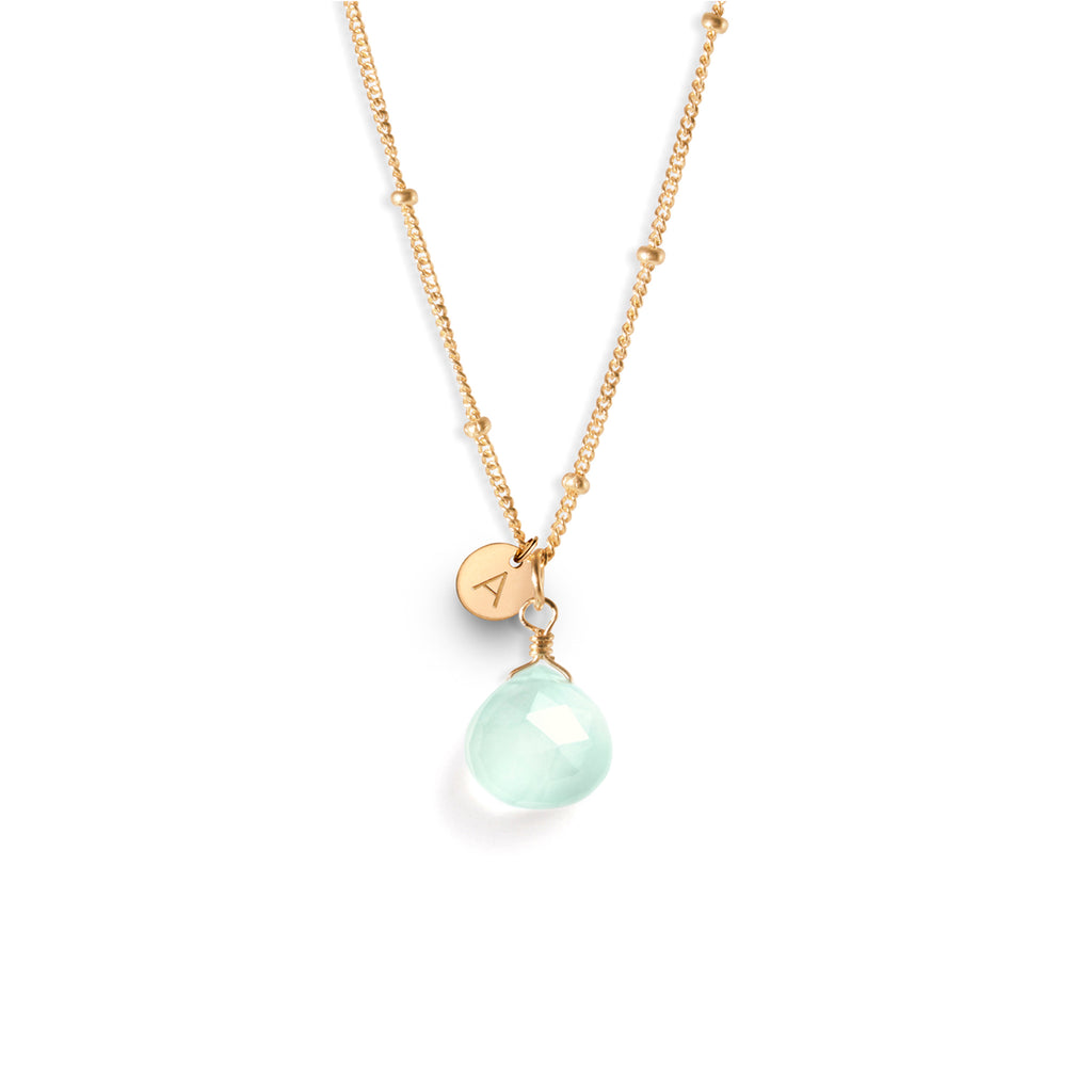 Sea Glass Chalcedony Pendant Necklace