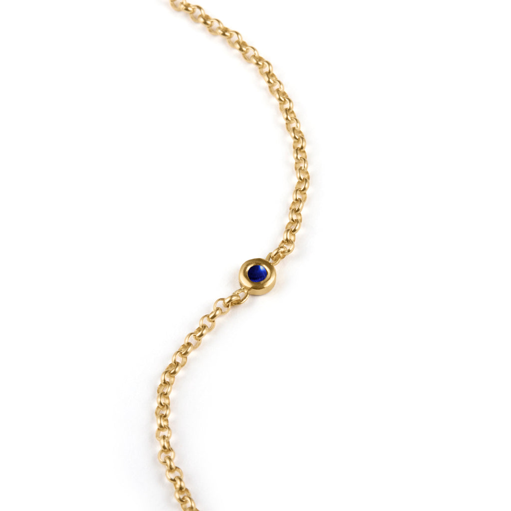 September Sapphire Birthstone Chain Link Bracelet