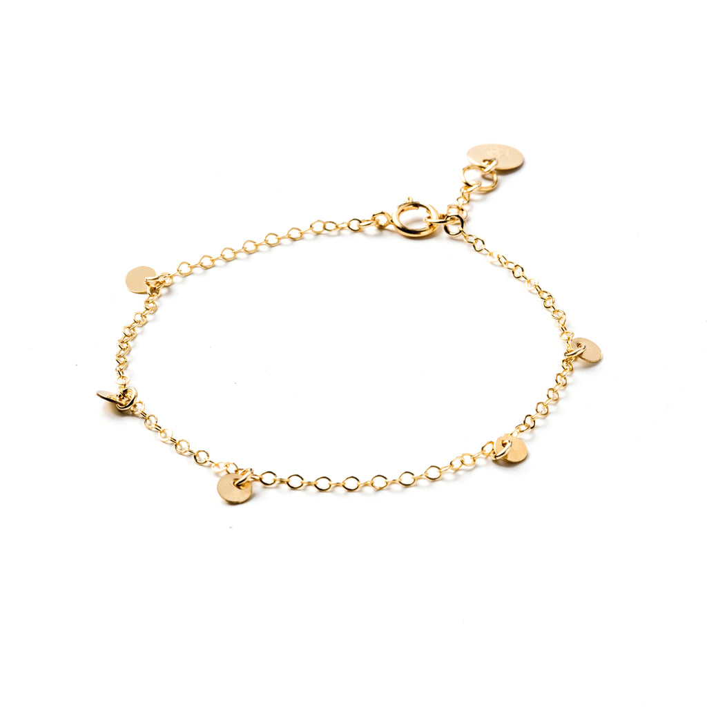 Wanderlust Life gold chain bracelet with adjustable gold chain. Wanderlust Life handmade jewellery in the UK.