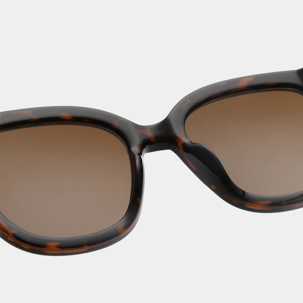 A sophisticated and oversized style with large lenses and brown tortoise frames.