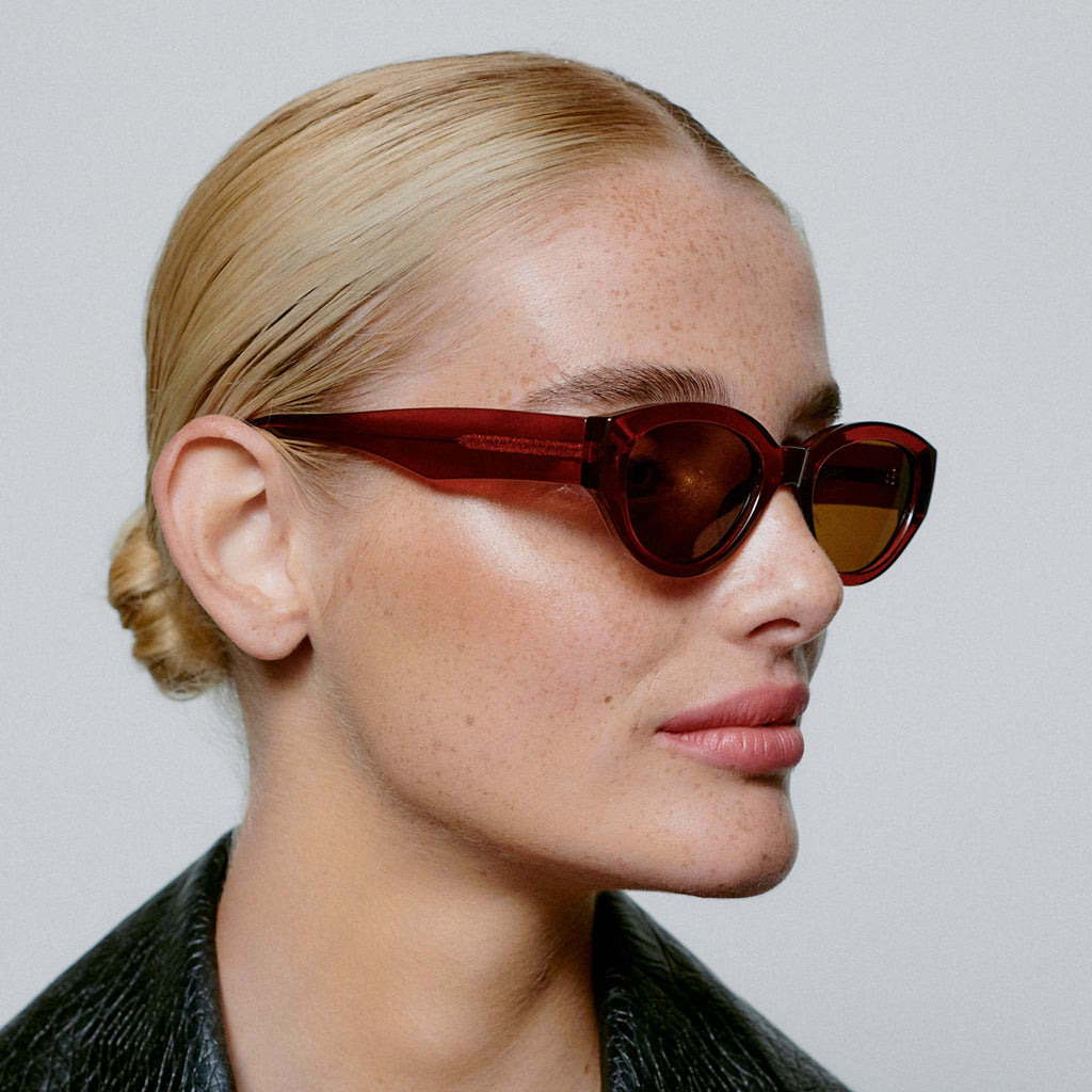 Inspired by contemporary Scandinavian fashion, Winnie is a modern take on the classic cat eye shape, featuring brown lenses with UV protection.