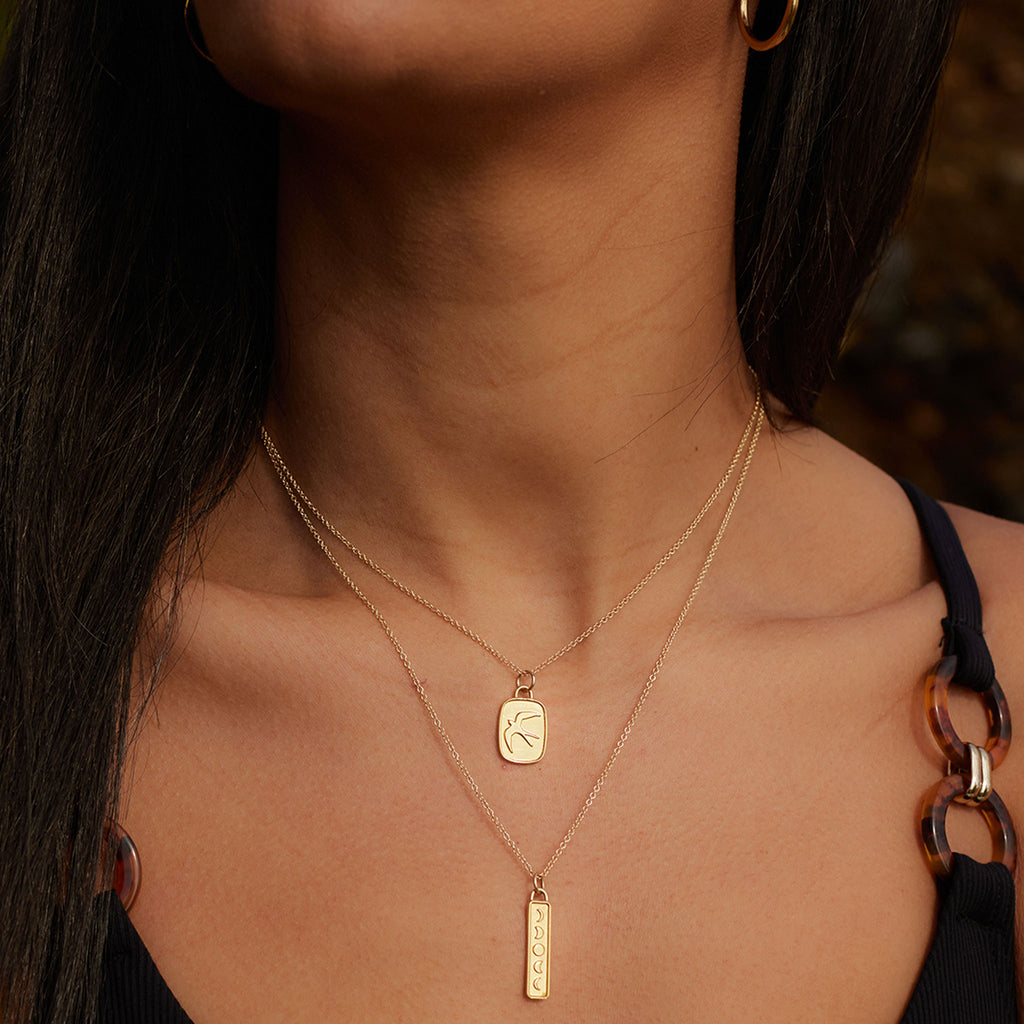 Engravable Aqua Pendant Necklace