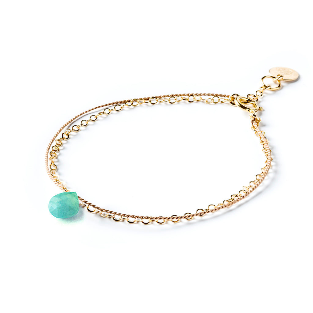 December Gold and Silk Birthstone Bracelet. December birthstone, gold and silk turquoise bracelet. Proudly designed in Devon & handcrafted by our Wanderlust Life jewellery makers in the UK.