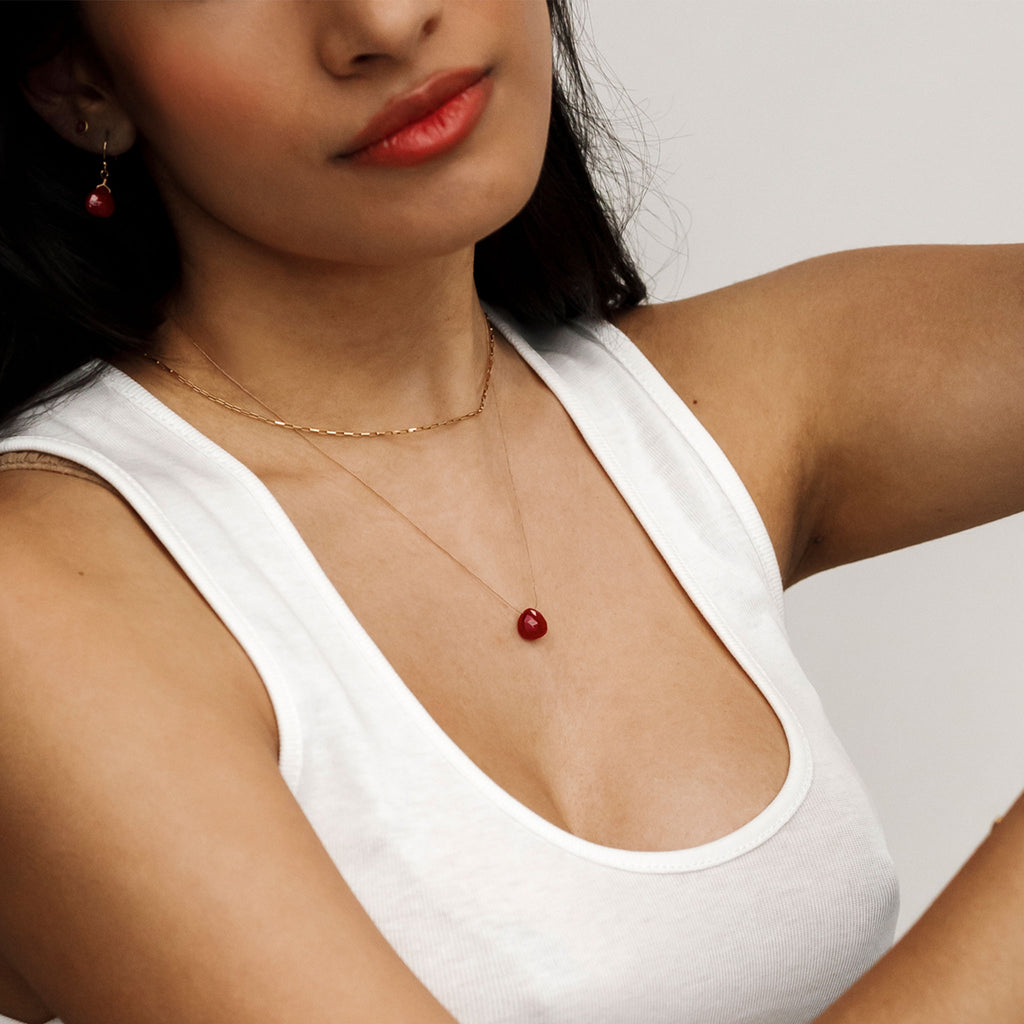 July Ruby Birthstone Necklace