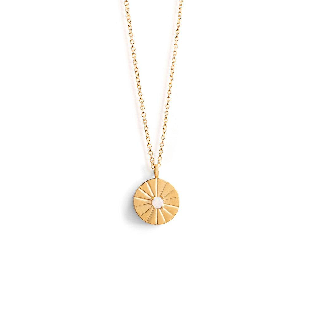 Engravable June Moonstone Mini Sundial Birthstone Necklace