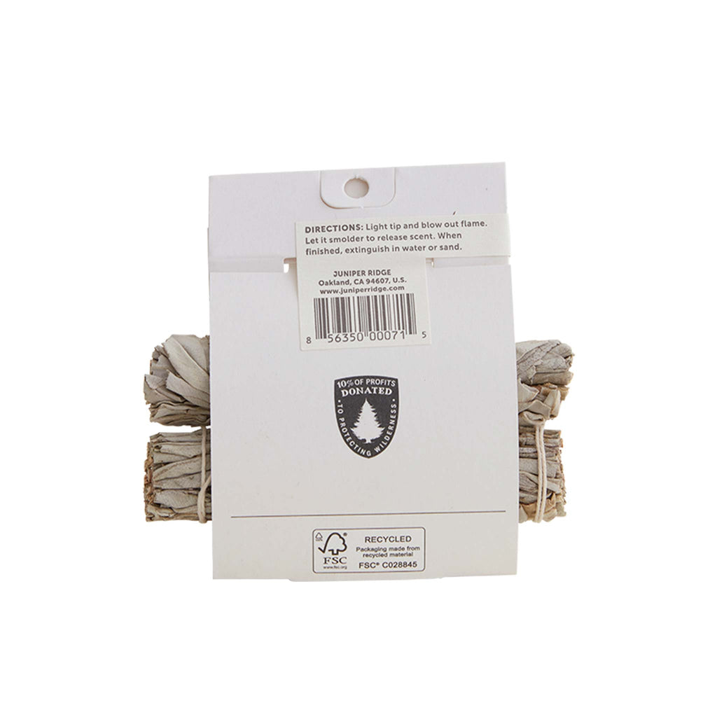 Two bundles of cultivated white sage, light the ends and allow to smoulder to fill your space with natural incense.