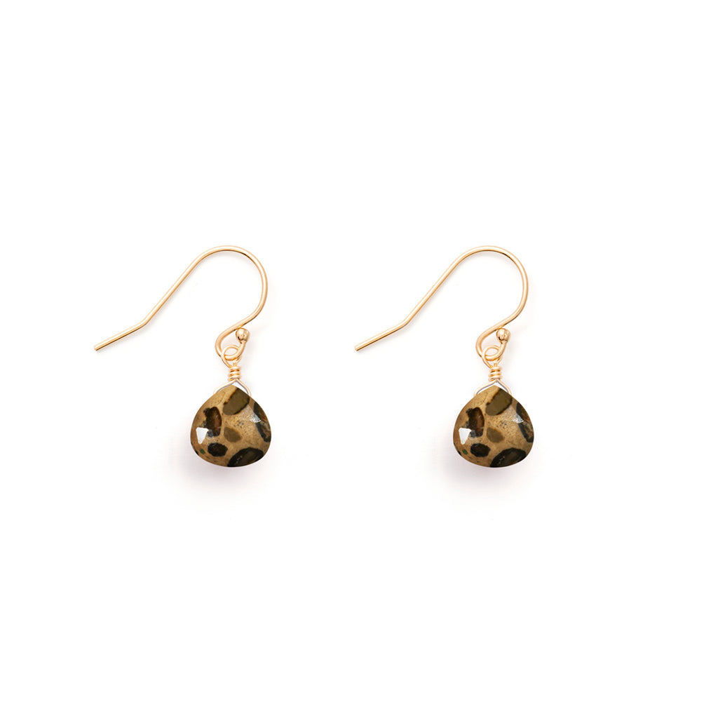 Leopard Jasper in our signature faceted shape hangs from a minimalist gold ear wire for an effortless, laid-back look.