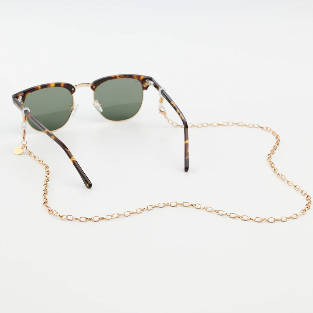 Meller Kimya Sunglass Chain. Oval gold link chain. Suitable for all sunglasses. Designed by Meller, proudly stocked online at Wanderlust Life.
