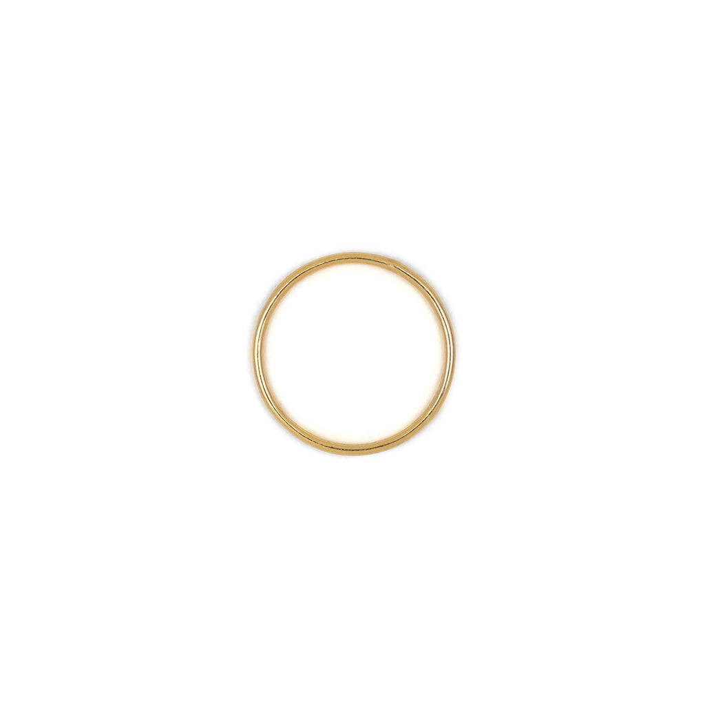 The above view of our most simple and minimal band ring. Designed for stacking, the mirage ring is a minimal and slightly textured ring with its hammered finish.