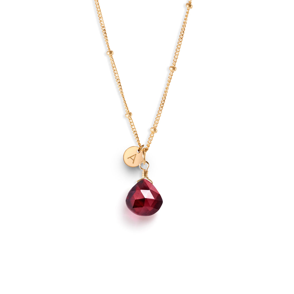 January Garnet Birthstone Pendant Necklace