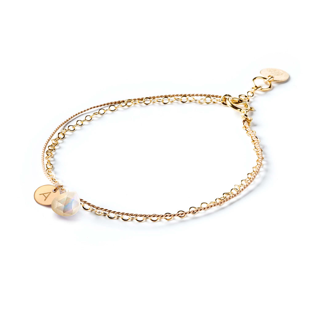 Mother of Pearl Gold and Silk Bracelet