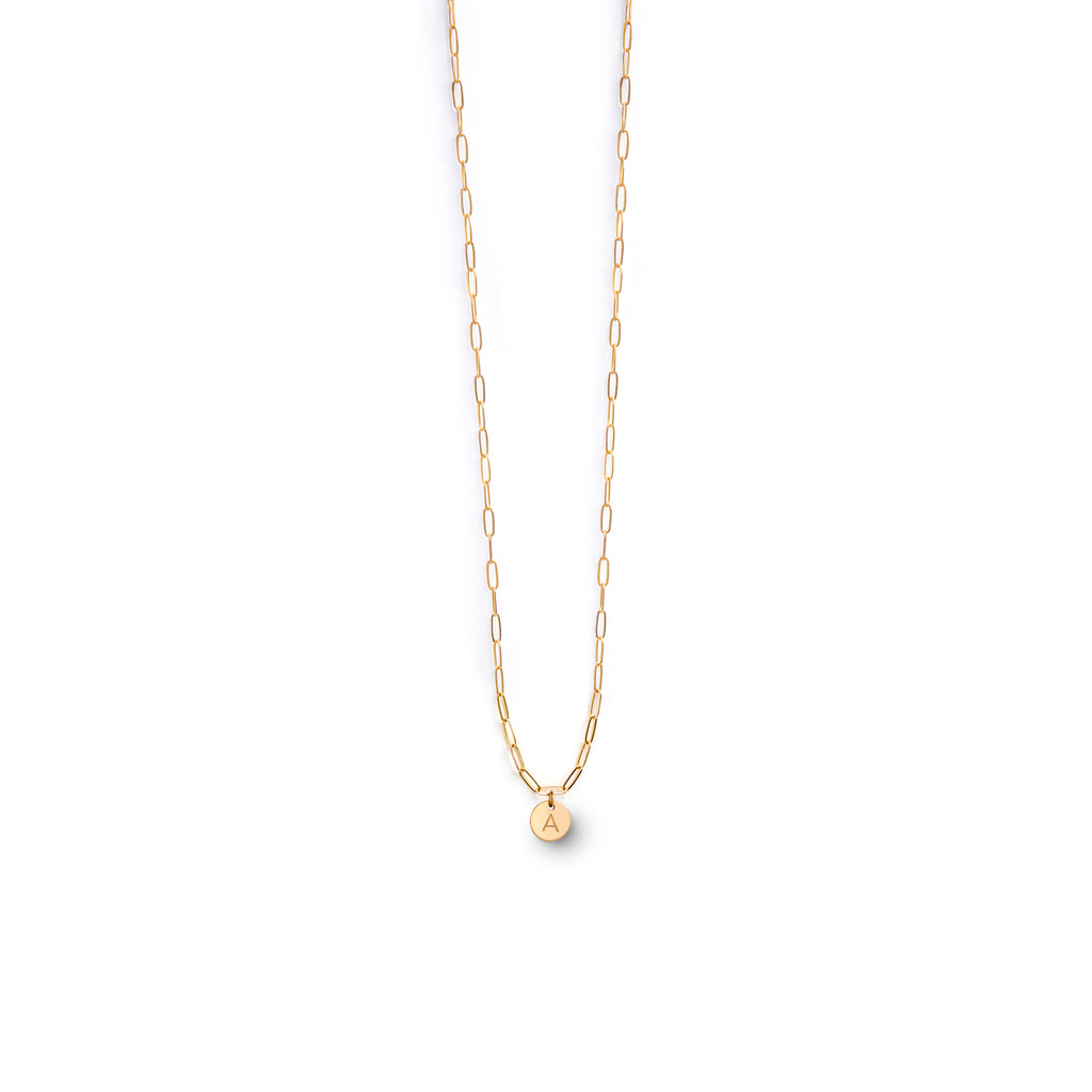 Personalised with a monogram tag, the Sylvie Layering Chain Necklace is a paperclip style necklace, that can be worn at an adjustable length. Shop personalised necklaces online at Wanderlust Life.