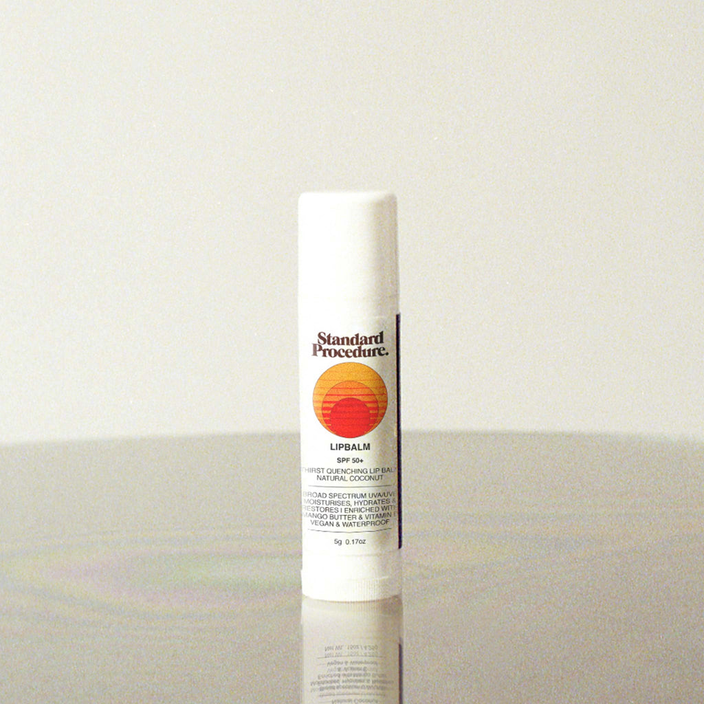 SPF 50+ protective lip balm, 5g size. Made with coconut oil by Australian brand Standard Procedure, available from our Life Store.