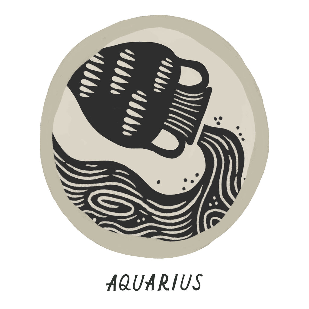 Aquarius sign illustration by Lauren Marina for Wanderlust Life