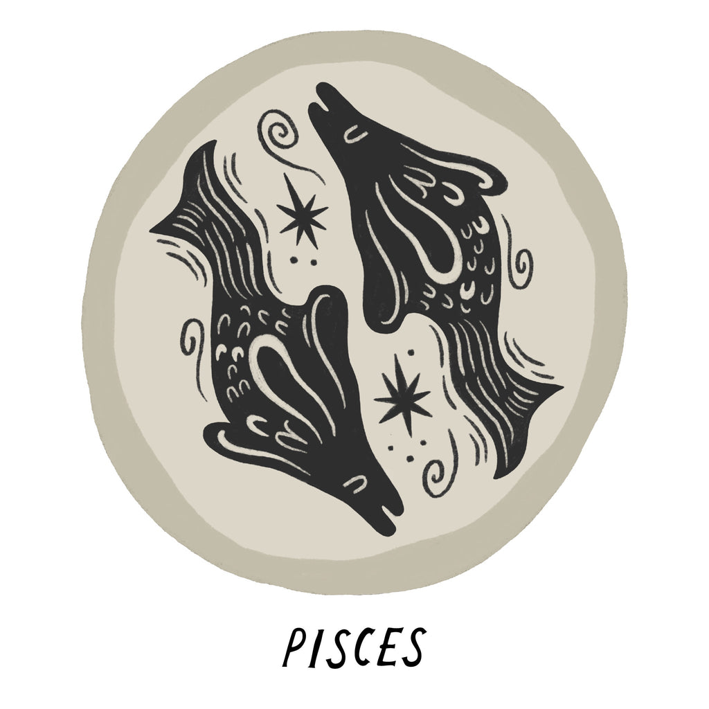 Pisces sign illustration by Lauren Marina for Wanderlust Life