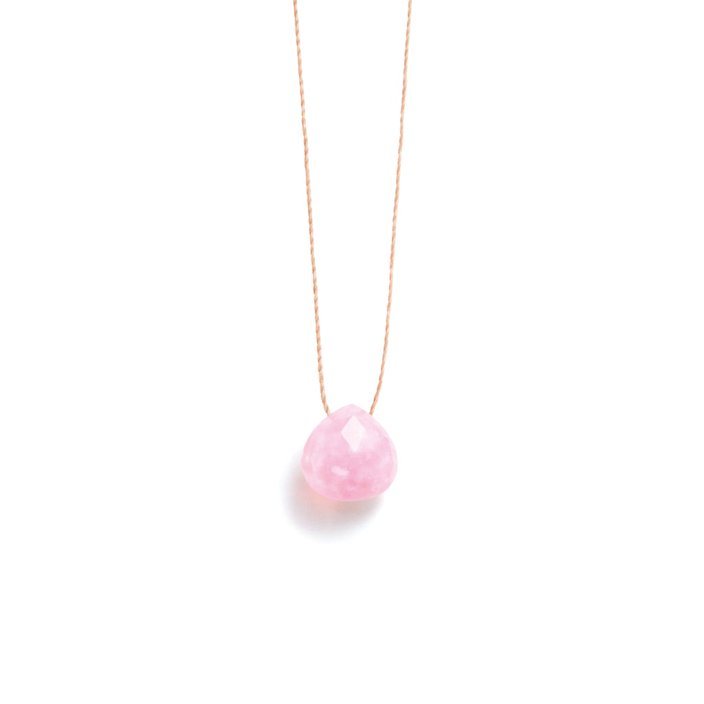 Wanderlust Life Ethically Handmade jewellery made in the UK. Minimalist gold and fine cord jewellery. october birthstone, pink opal fine cord necklace
