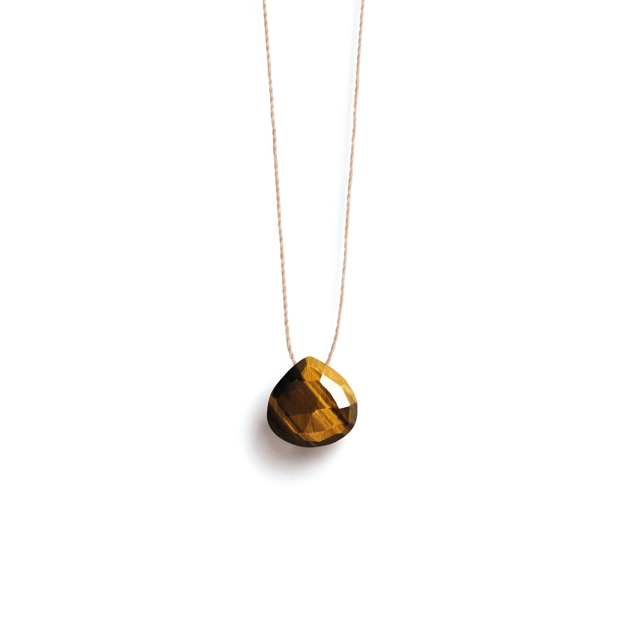 Gemstone Pendant Tigers Eye Pendant Gold Men's Waterproof PVD Gold