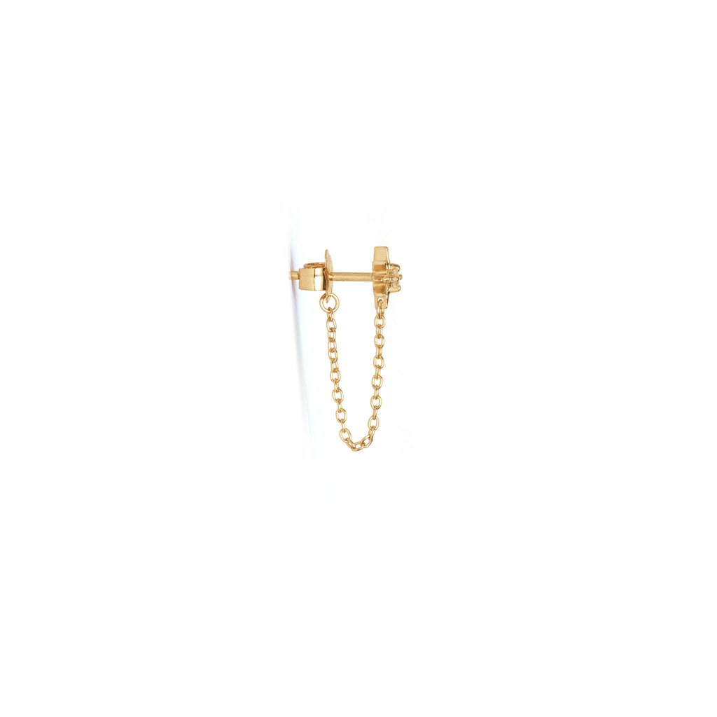 Single White Topaz Vega Star Chain Stud Earring
