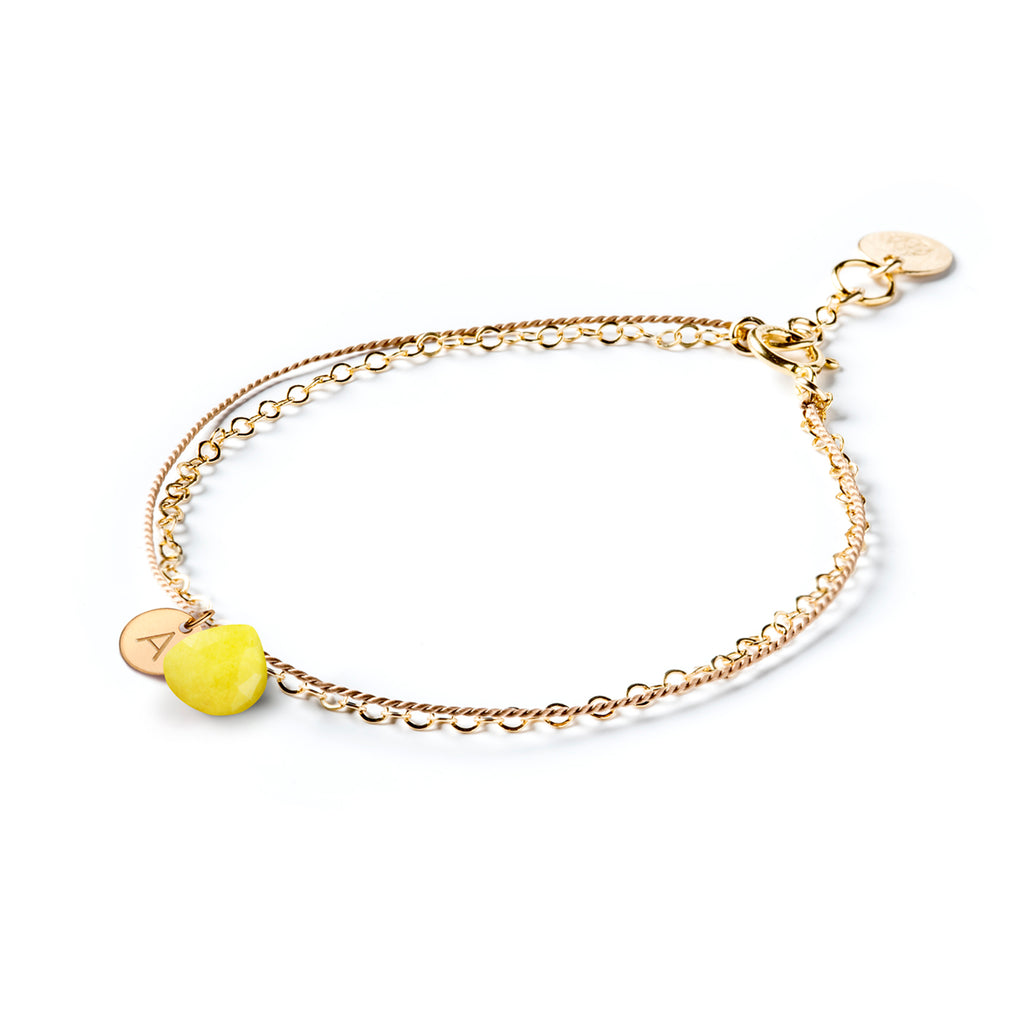 Yellow Seraphinite Gold and Silk Bracelet