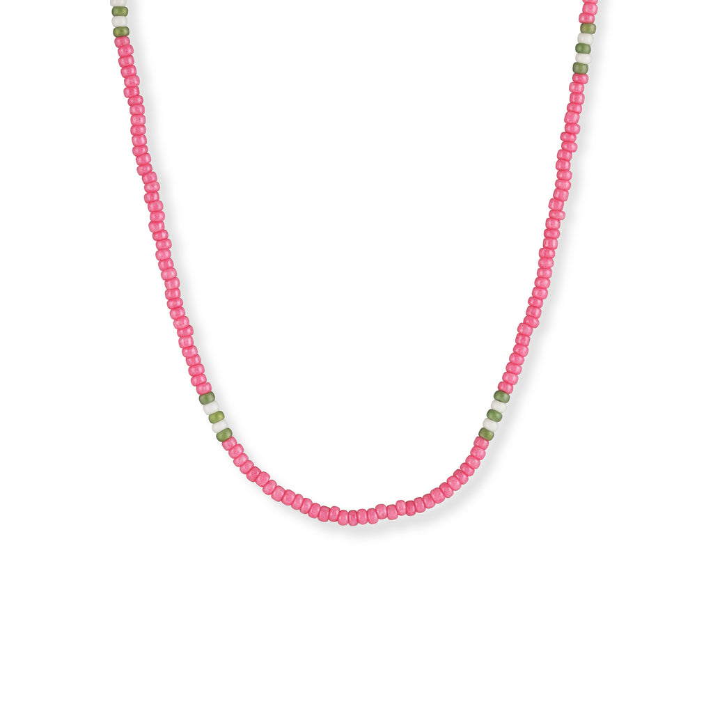 Watermelon Pink Beaded Necklace - Main Image