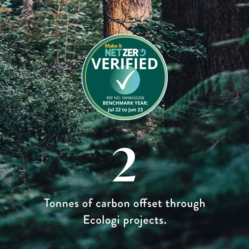 2 Tonnes of carbon offset through Ecologi projects.